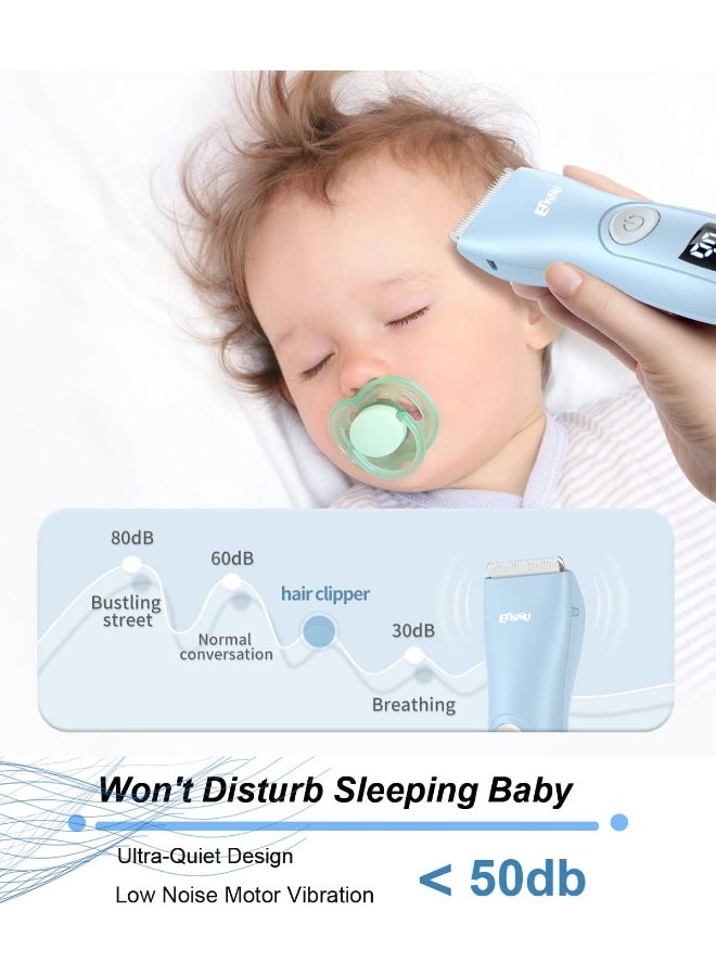 OPENBEAUTY Baby Hair Clippers Noiseless Hair Clippers for Kids Waterproof Rechargeable Cordless Hair Clipper with LCD Display (Blue) - Image 5